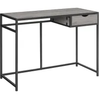 Computer Desk, Home Office, Laptop, Storage Drawer, 42"L, Work, Metal, Laminate, Grey, Contemporary, Modern