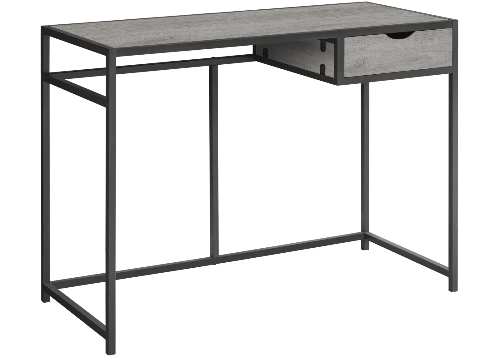 Computer Desk, Home Office, Laptop, Storage Drawer, 42"L, Work, Metal, Laminate, Grey, Contemporary, Modern