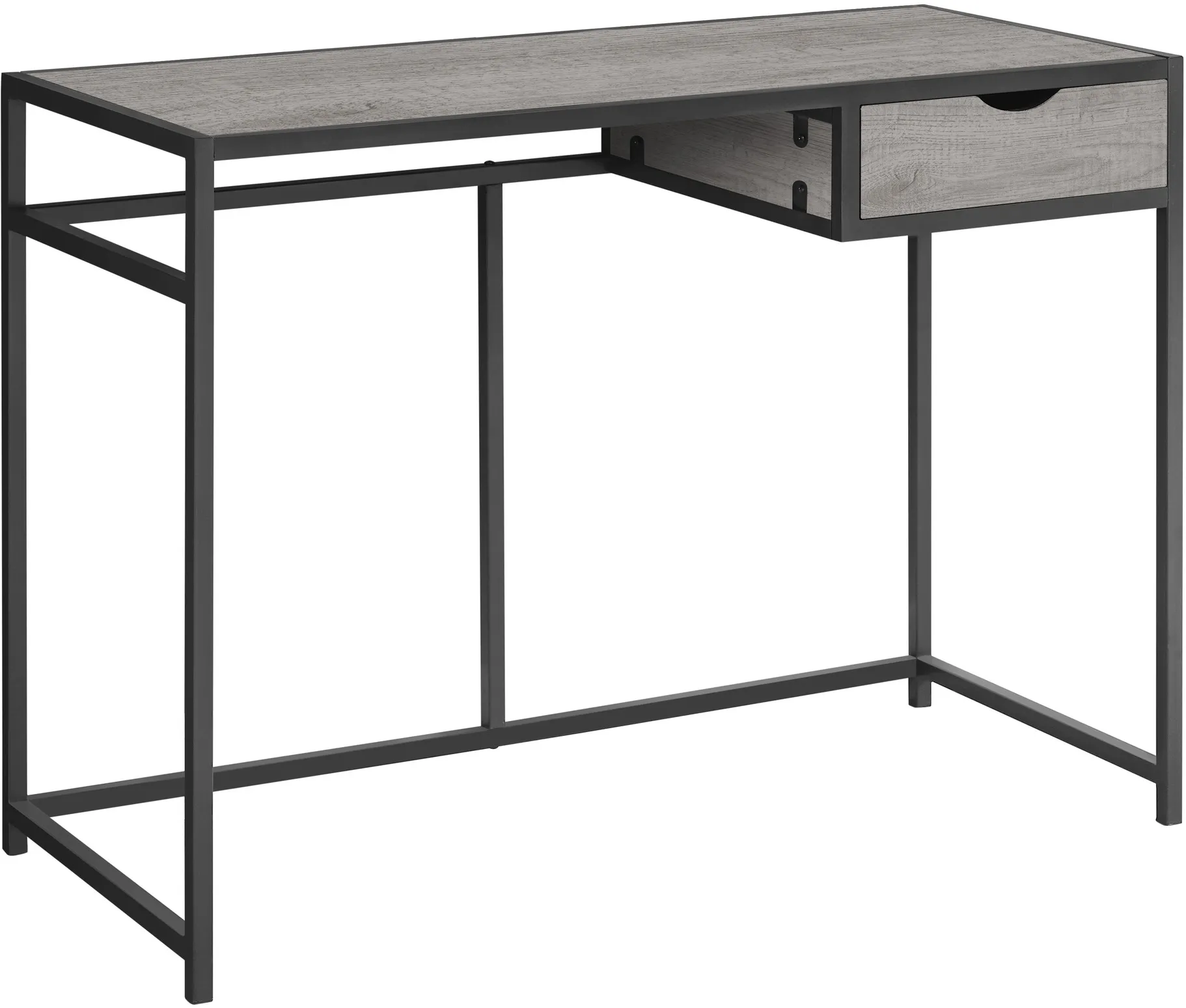 Computer Desk, Home Office, Laptop, Storage Drawer, 42"L, Work, Metal, Laminate, Grey, Contemporary, Modern