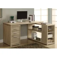 Computer Desk, Home Office, Corner, Left, Right Set-Up, Storage Drawers, L Shape, Work, Laptop, Laminate, Natural, Contemporary, Modern