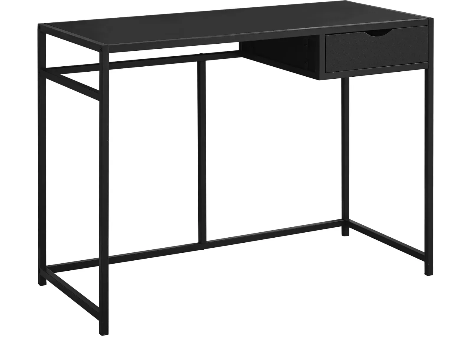 Computer Desk, Home Office, Laptop, Storage Drawer, 42"L, Work, Metal, Laminate, Black, Contemporary, Modern