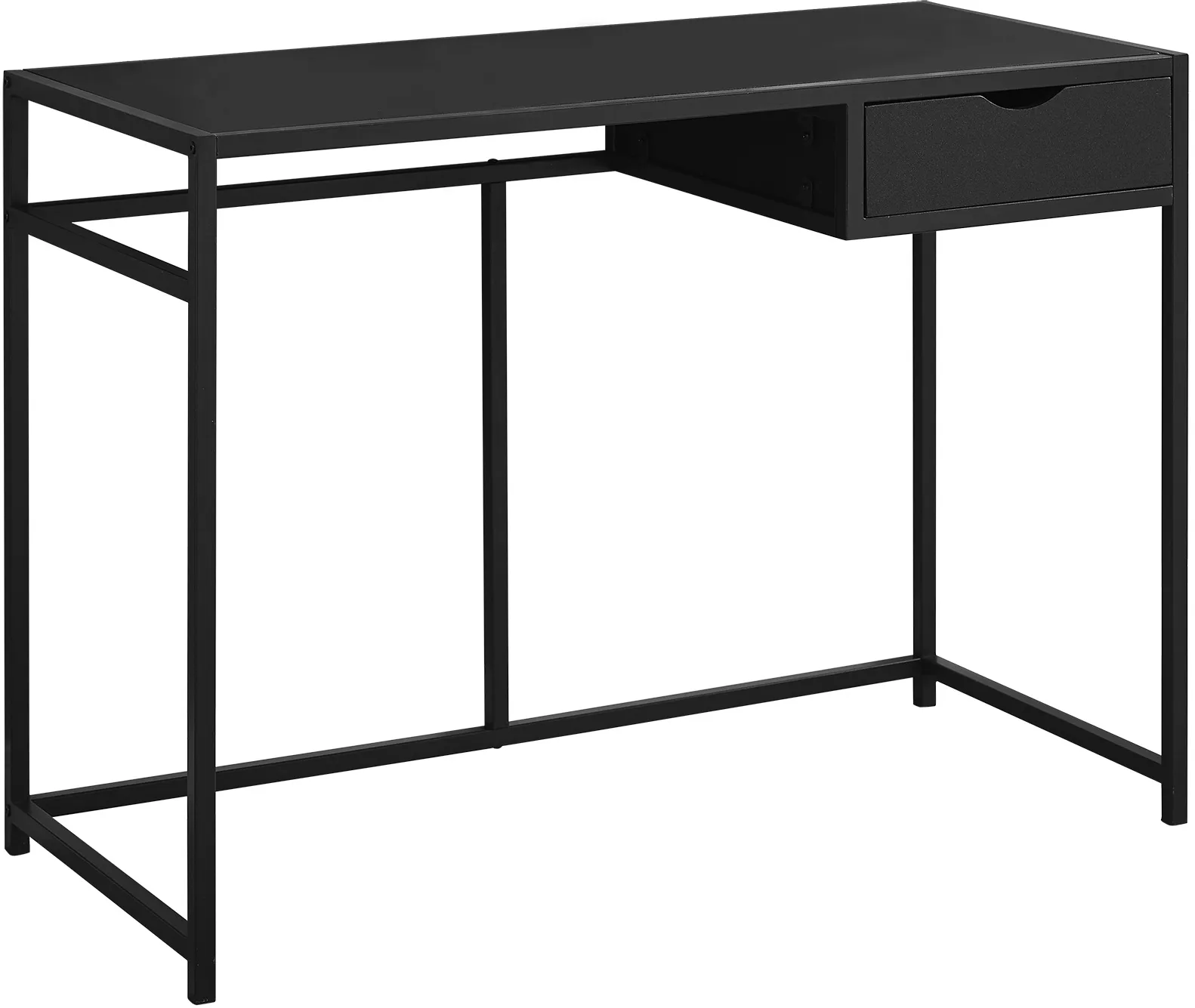 Computer Desk, Home Office, Laptop, Storage Drawer, 42"L, Work, Metal, Laminate, Black, Contemporary, Modern