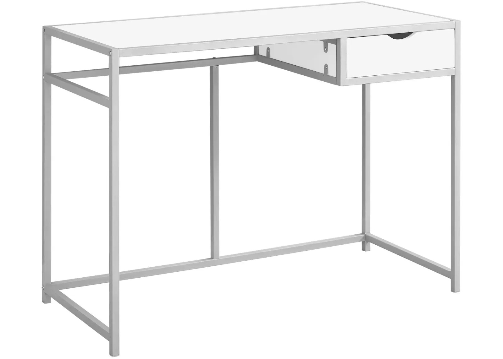 Computer Desk, Home Office, Laptop, Storage Drawer, 42"L, Work, Metal, Laminate, White, Grey, Contemporary, Modern