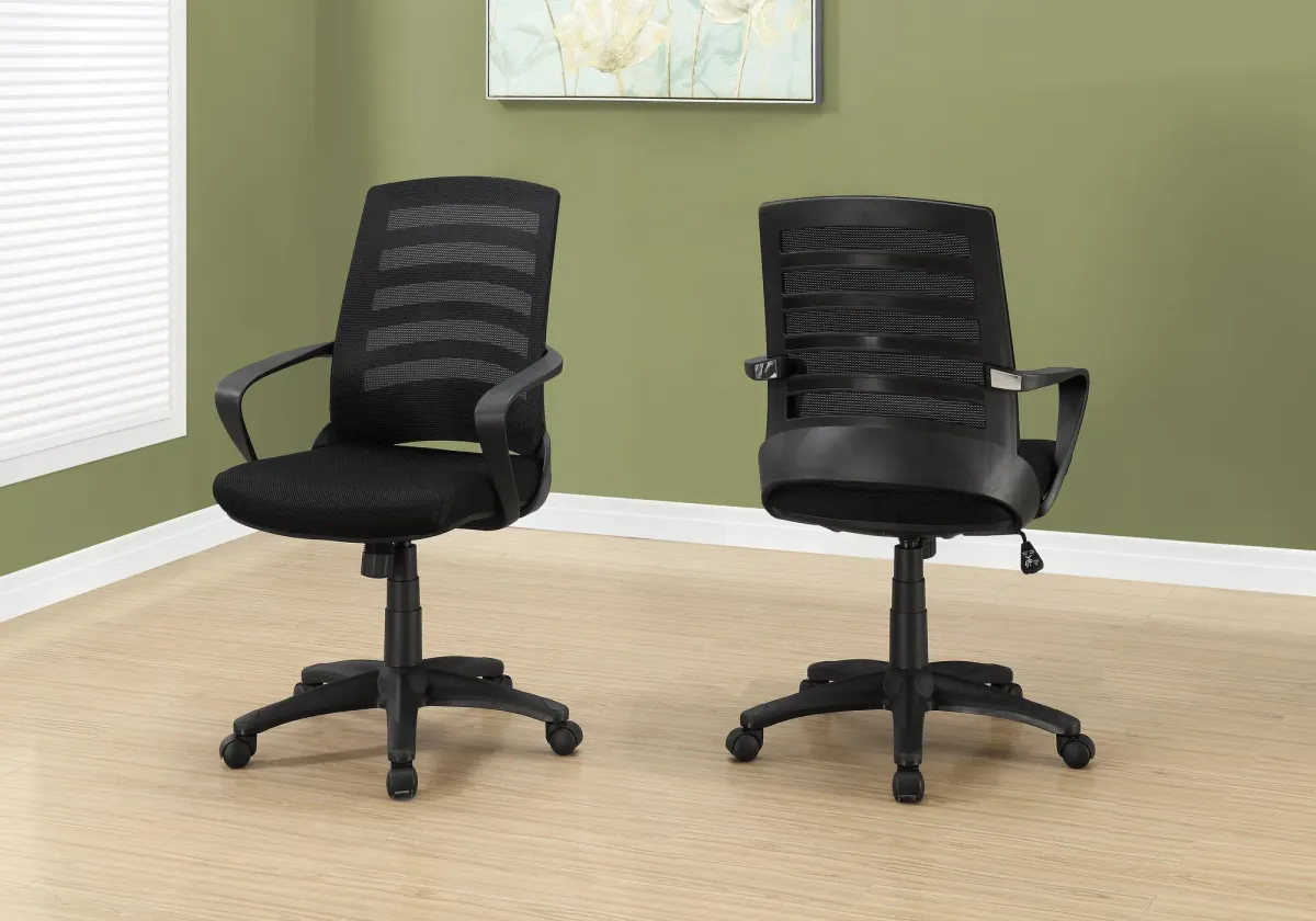 Office Chair, Adjustable Height, Swivel, Ergonomic, Armrests, Computer Desk, Work, Metal, Mesh, Black, Contemporary, Modern