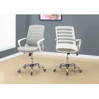 Office Chair, Adjustable Height, Swivel, Ergonomic, Armrests, Computer Desk, Work, Metal, Mesh, White, Chrome, Contemporary, Modern