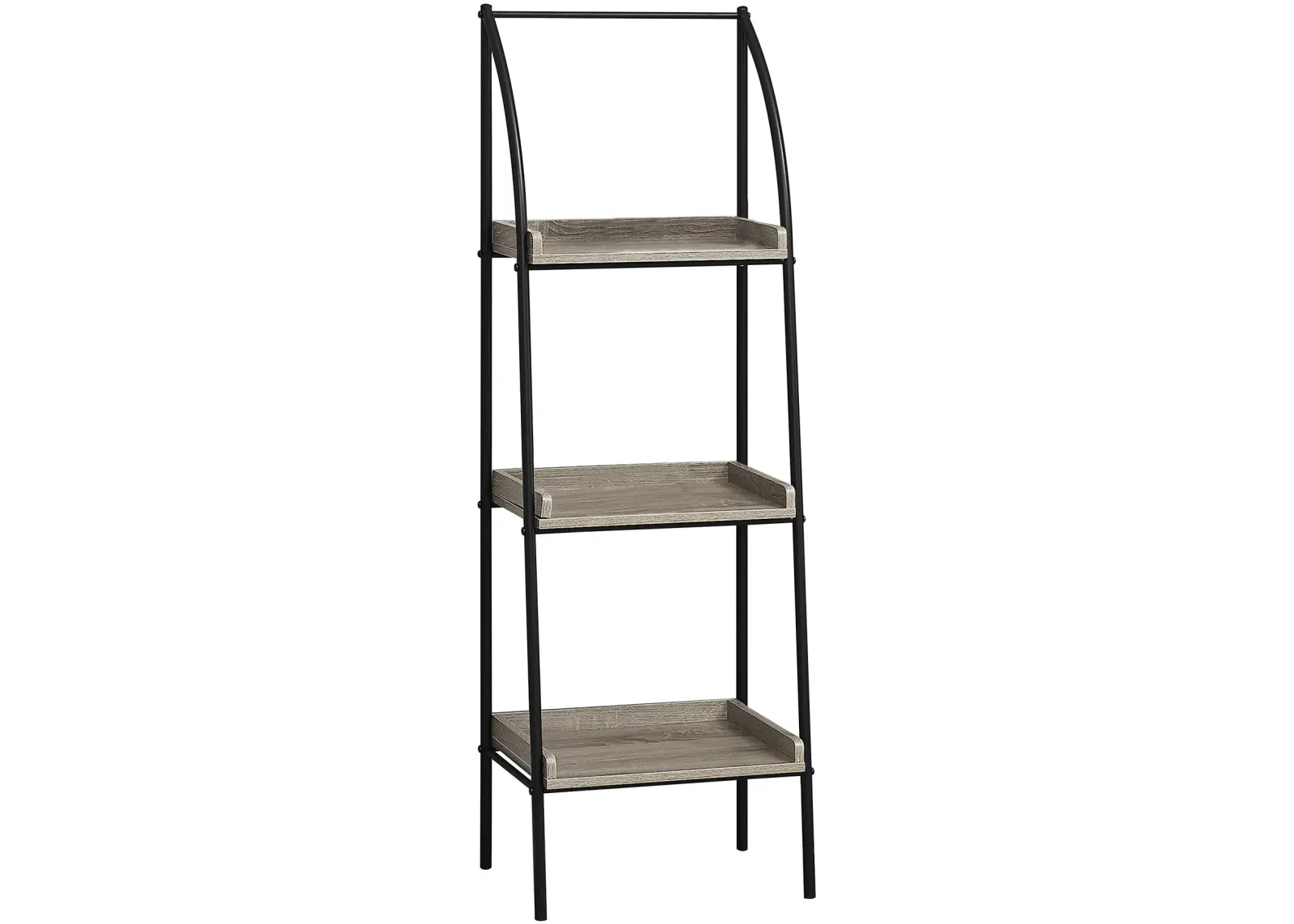 Bookshelf, Bookcase, Etagere, Corner, 3 Tier, 48"H, Office, Bedroom, Metal, Laminate, Brown, Black, Contemporary, Modern