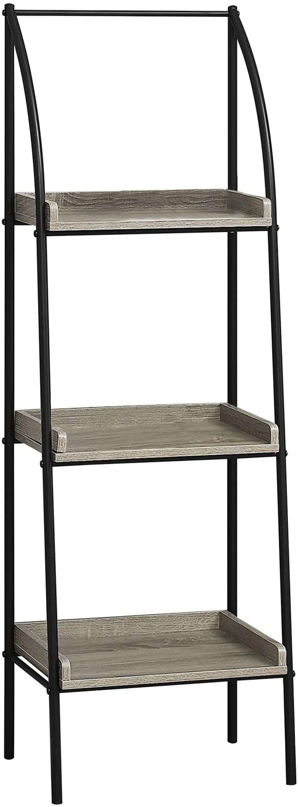 Bookshelf, Bookcase, Etagere, Corner, 3 Tier, 48"H, Office, Bedroom, Metal, Laminate, Brown, Black, Contemporary, Modern