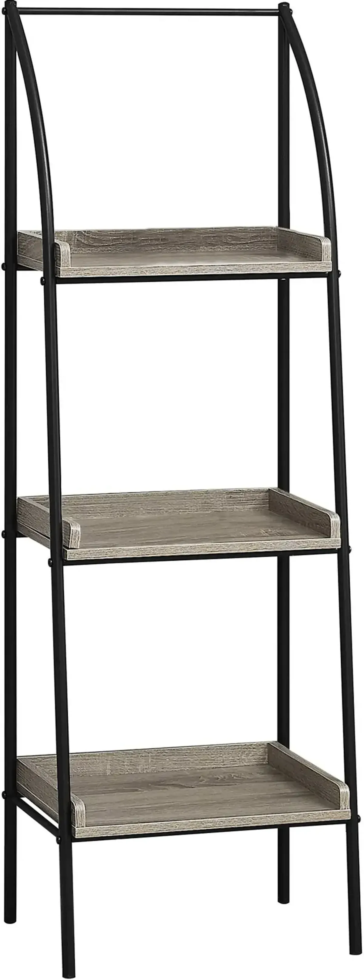 Bookshelf, Bookcase, Etagere, Corner, 3 Tier, 48"H, Office, Bedroom, Metal, Laminate, Brown, Black, Contemporary, Modern