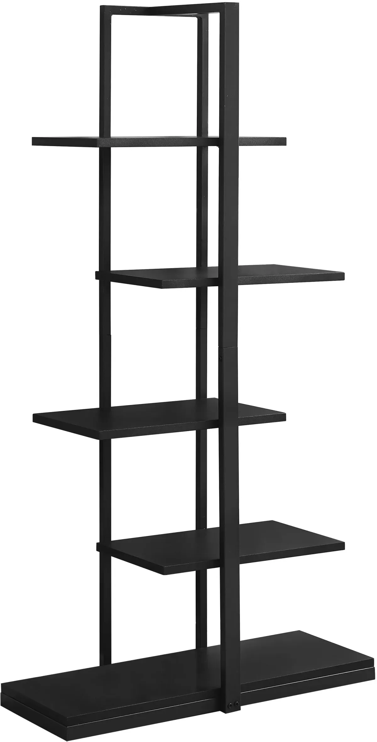 Bookshelf, Bookcase, Etagere, 5 Tier, 60"H, Office, Bedroom, Metal, Laminate, Black, Contemporary, Modern