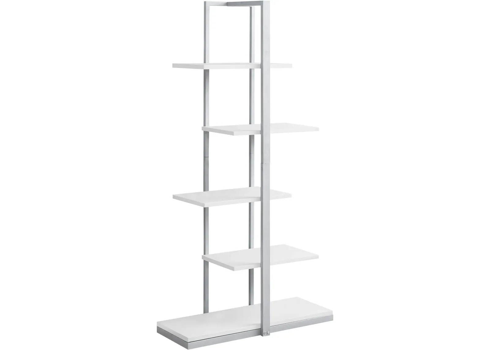 Bookshelf, Bookcase, Etagere, 5 Tier, 60"H, Office, Bedroom, Metal, Laminate, White, Grey, Contemporary, Modern