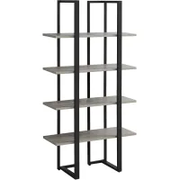 Bookshelf, Bookcase, Etagere, 4 Tier, 60"H, Office, Bedroom, Metal, Laminate, Brown, Black, Contemporary, Modern