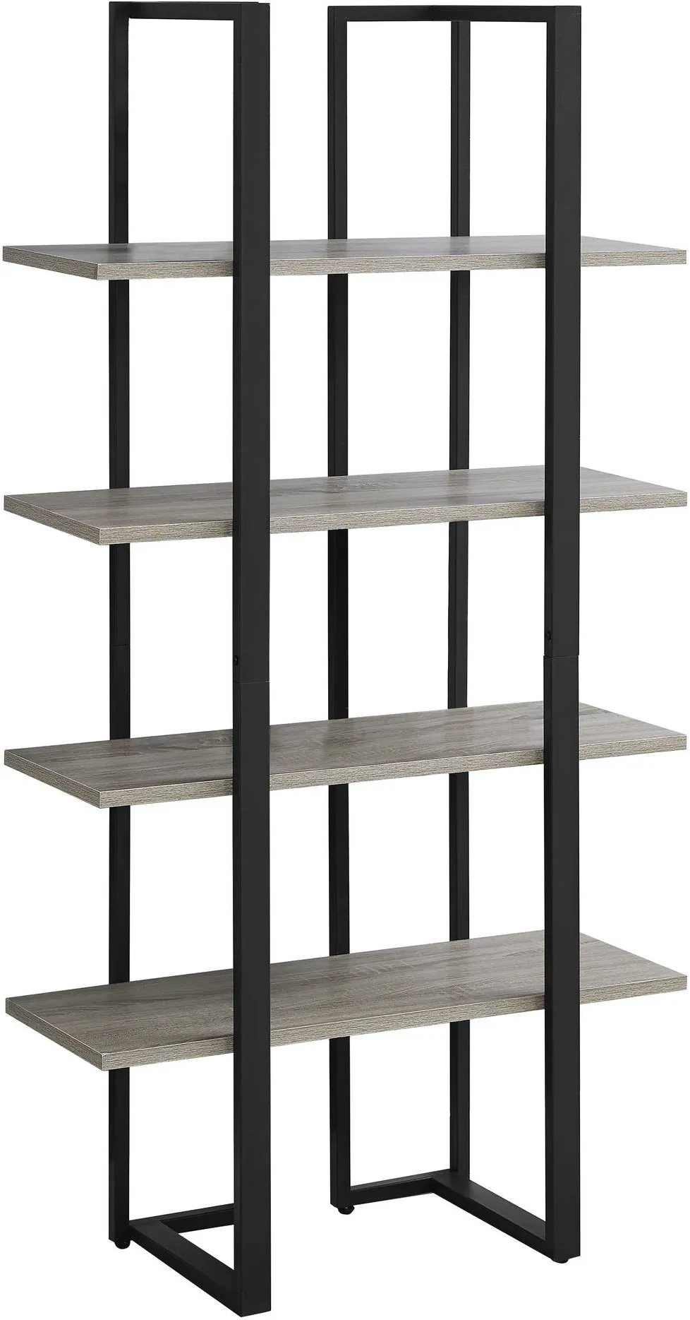 Bookshelf, Bookcase, Etagere, 4 Tier, 60"H, Office, Bedroom, Metal, Laminate, Brown, Black, Contemporary, Modern