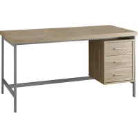Computer Desk, Home Office, Laptop, Left, Right Set-Up, Storage Drawers, 60"L, Work, Metal, Laminate, Natural, Grey, Contemporary, Modern