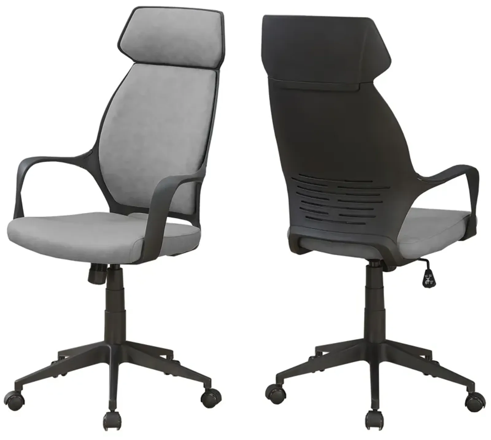 Office Chair, Adjustable Height, Swivel, Ergonomic, Armrests, Computer Desk, Work, Metal, Fabric, Grey, Black, Contemporary, Modern