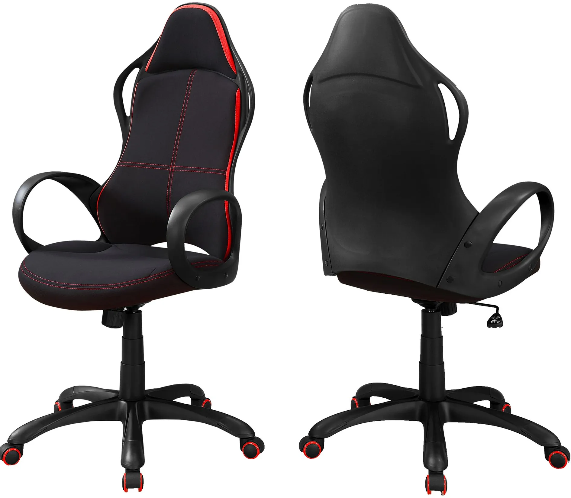 Office Chair, Gaming, Adjustable Height, Swivel, Ergonomic, Armrests, Computer Desk, Work, Metal, Mesh, Black, Red, Contemporary, Modern