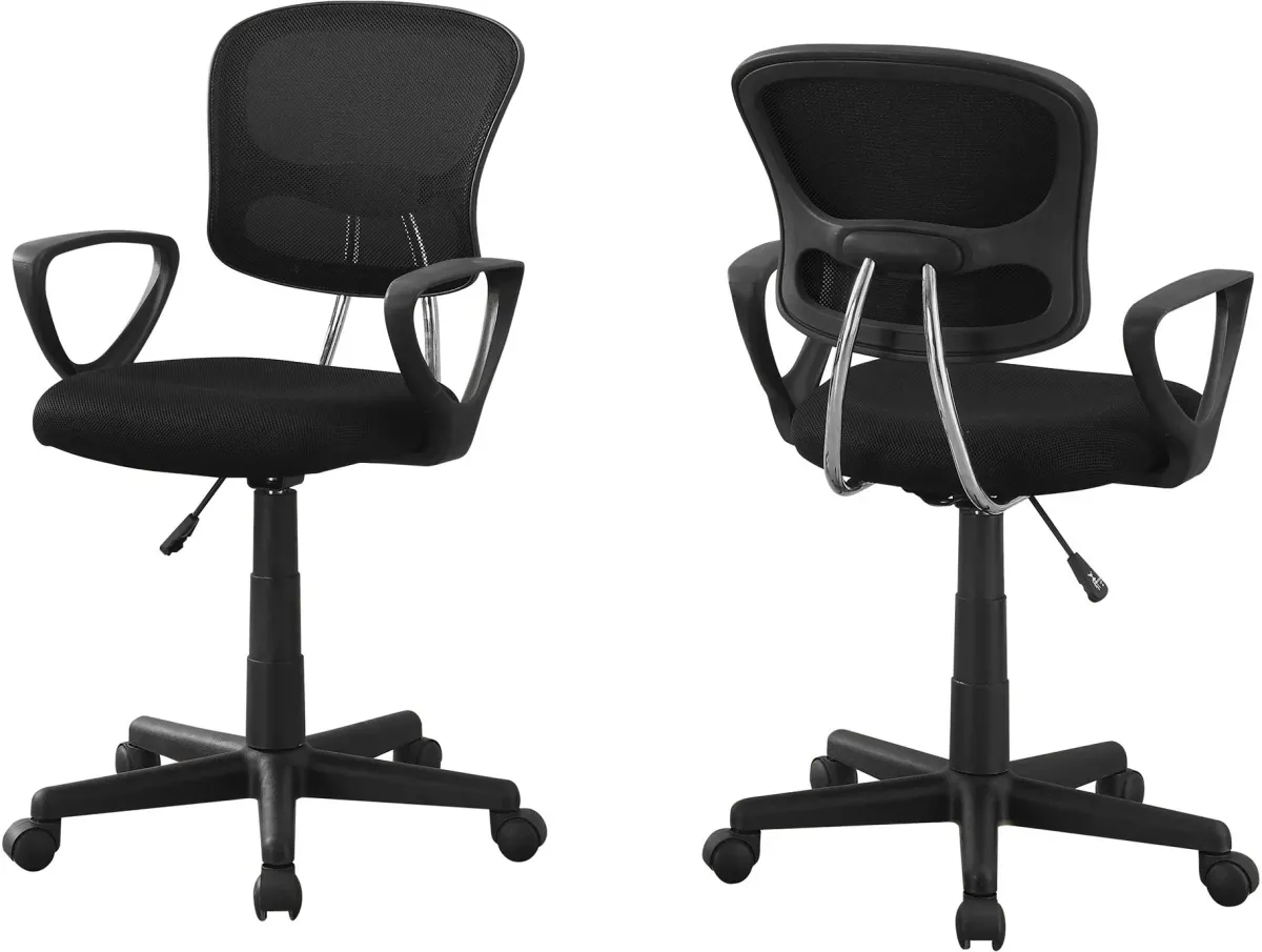 Office Chair, Adjustable Height, Swivel, Ergonomic, Armrests, Computer Desk, Work, Juvenile, Metal, Mesh, Black, Contemporary, Modern