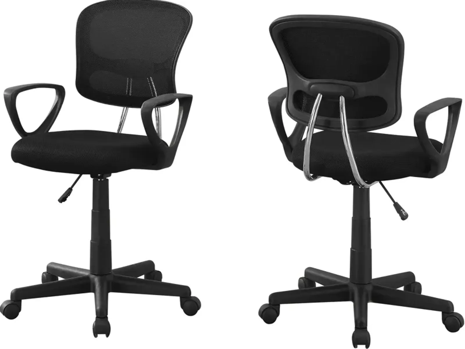 Office Chair, Adjustable Height, Swivel, Ergonomic, Armrests, Computer Desk, Work, Juvenile, Metal, Mesh, Black, Contemporary, Modern