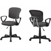 Office Chair, Adjustable Height, Swivel, Ergonomic, Armrests, Computer Desk, Work, Juvenile, Metal, Mesh, Grey, Black, Contemporary, Modern