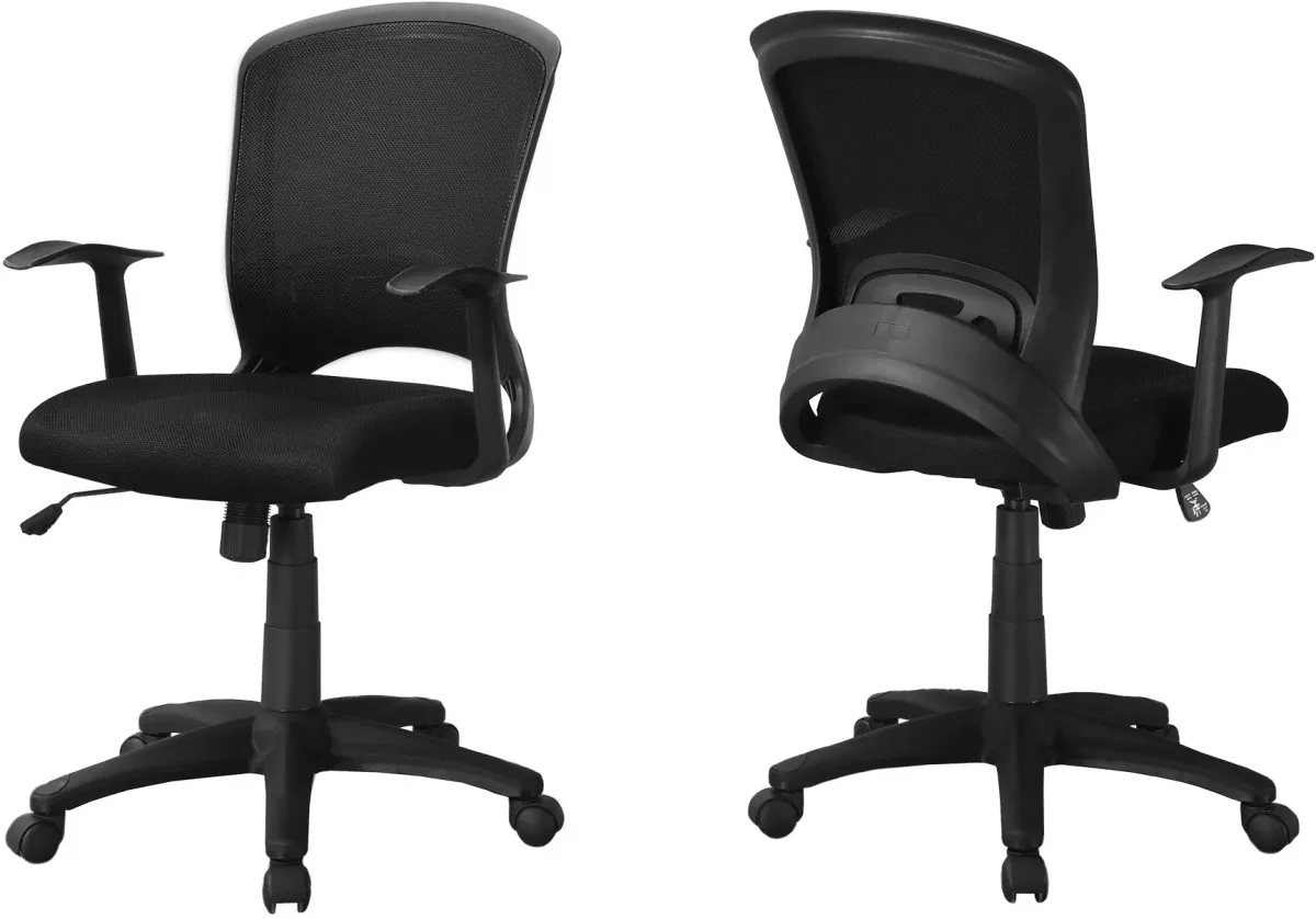 Office Chair, Adjustable Height, Swivel, Ergonomic, Armrests, Computer Desk, Work, Metal, Mesh, Black, Contemporary, Modern