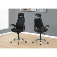 Office Chair, Adjustable Height, Swivel, Ergonomic, Armrests, Computer Desk, Work, Metal, Mesh, Black, Chrome, Contemporary, Modern