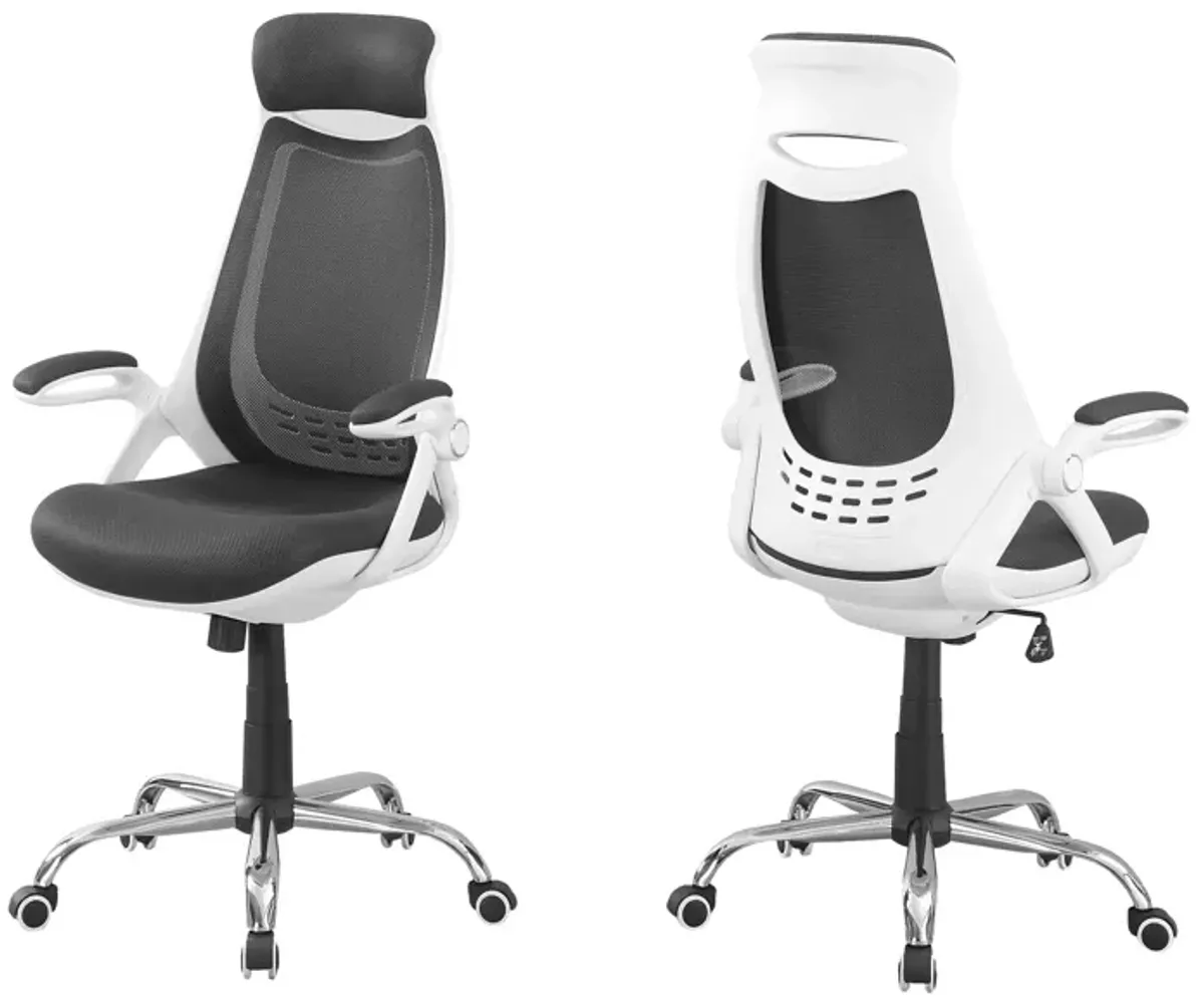 Office Chair, Adjustable Height, Swivel, Ergonomic, Armrests, Computer Desk, Work, Metal, Mesh, White, Grey, Contemporary, Modern