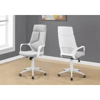 Office Chair, Adjustable Height, Swivel, Ergonomic, Armrests, Computer Desk, Work, Metal, Fabric, White, Grey, Contemporary, Modern