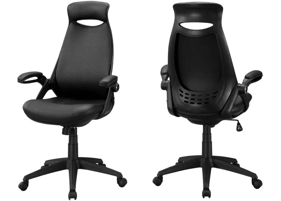 Office Chair, Adjustable Height, Swivel, Ergonomic, Armrests, Computer Desk, Work, Metal, Fabric, Black, Contemporary, Modern