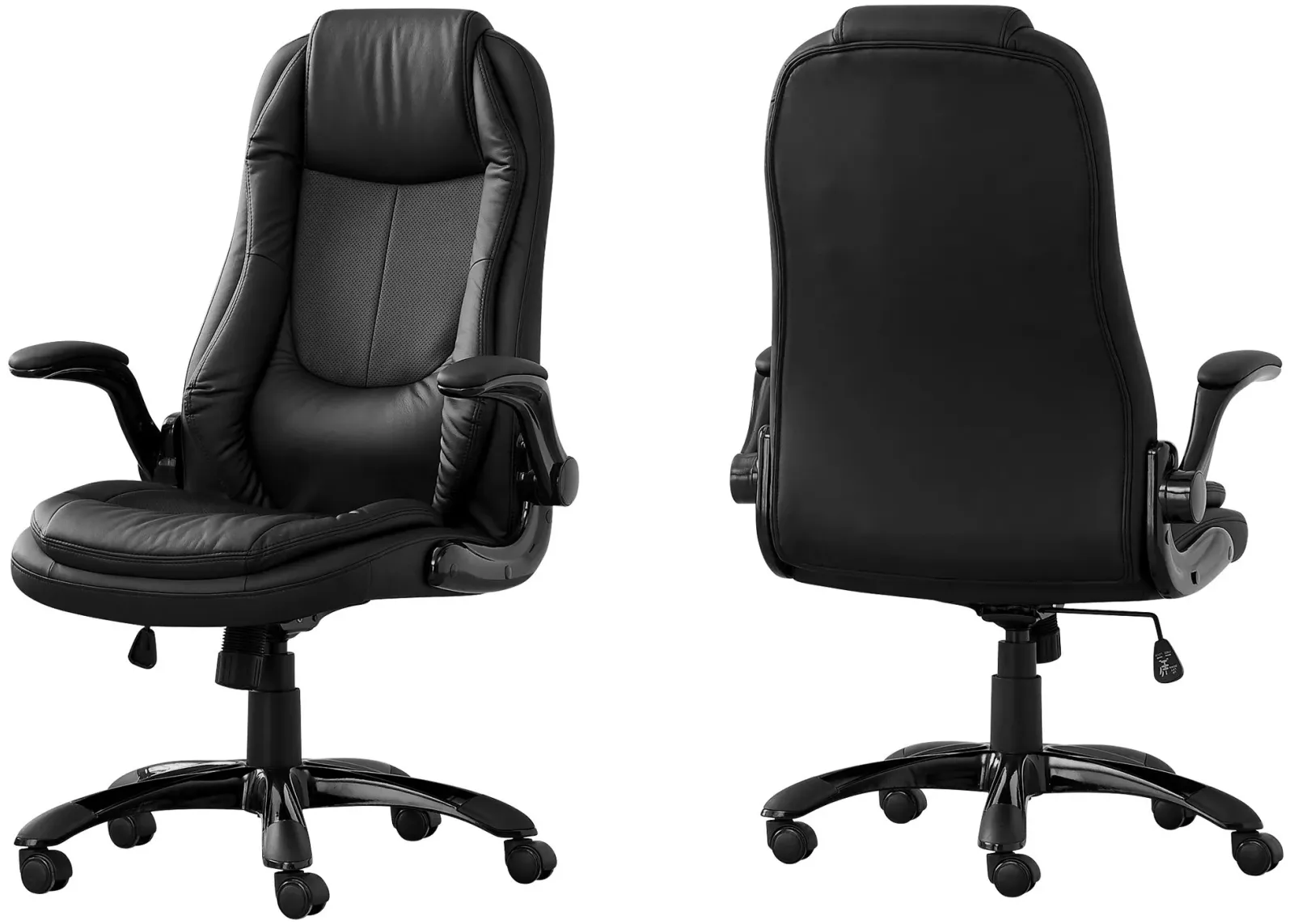 Office Chair, Adjustable Height, Swivel, Ergonomic, Armrests, Computer Desk, Work, Metal, Pu Leather Look, Black, Contemporary, Modern