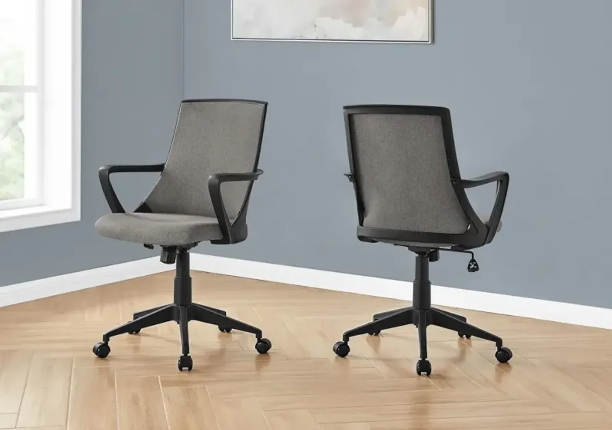 Office Chair, Adjustable Height, Swivel, Ergonomic, Armrests, Computer Desk, Work, Metal, Mesh, Black, Grey, Contemporary, Modern