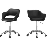 Office Chair, Adjustable Height, Swivel, Ergonomic, Armrests, Computer Desk, Work, Metal, Pu Leather Look, Black, Chrome, Contemporary, Modern