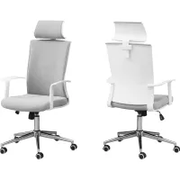 Office Chair, Adjustable Height, Swivel, Ergonomic, Armrests, Computer Desk, Work, Metal, Mesh, White, Chrome, Contemporary, Modern