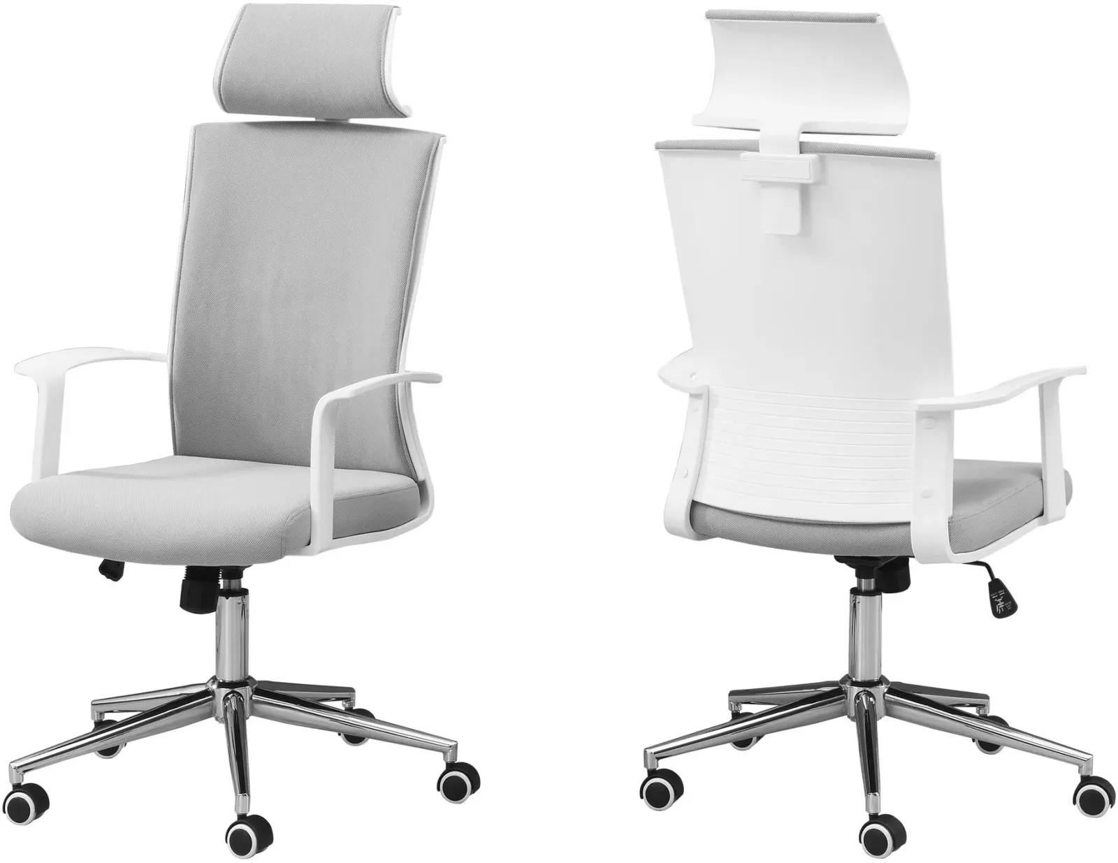 Office Chair, Adjustable Height, Swivel, Ergonomic, Armrests, Computer Desk, Work, Metal, Mesh, White, Chrome, Contemporary, Modern