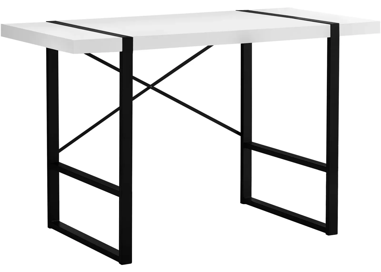 Computer Desk, Home Office, Laptop, 48"L, Work, Metal, Laminate, White, Black, Contemporary, Modern