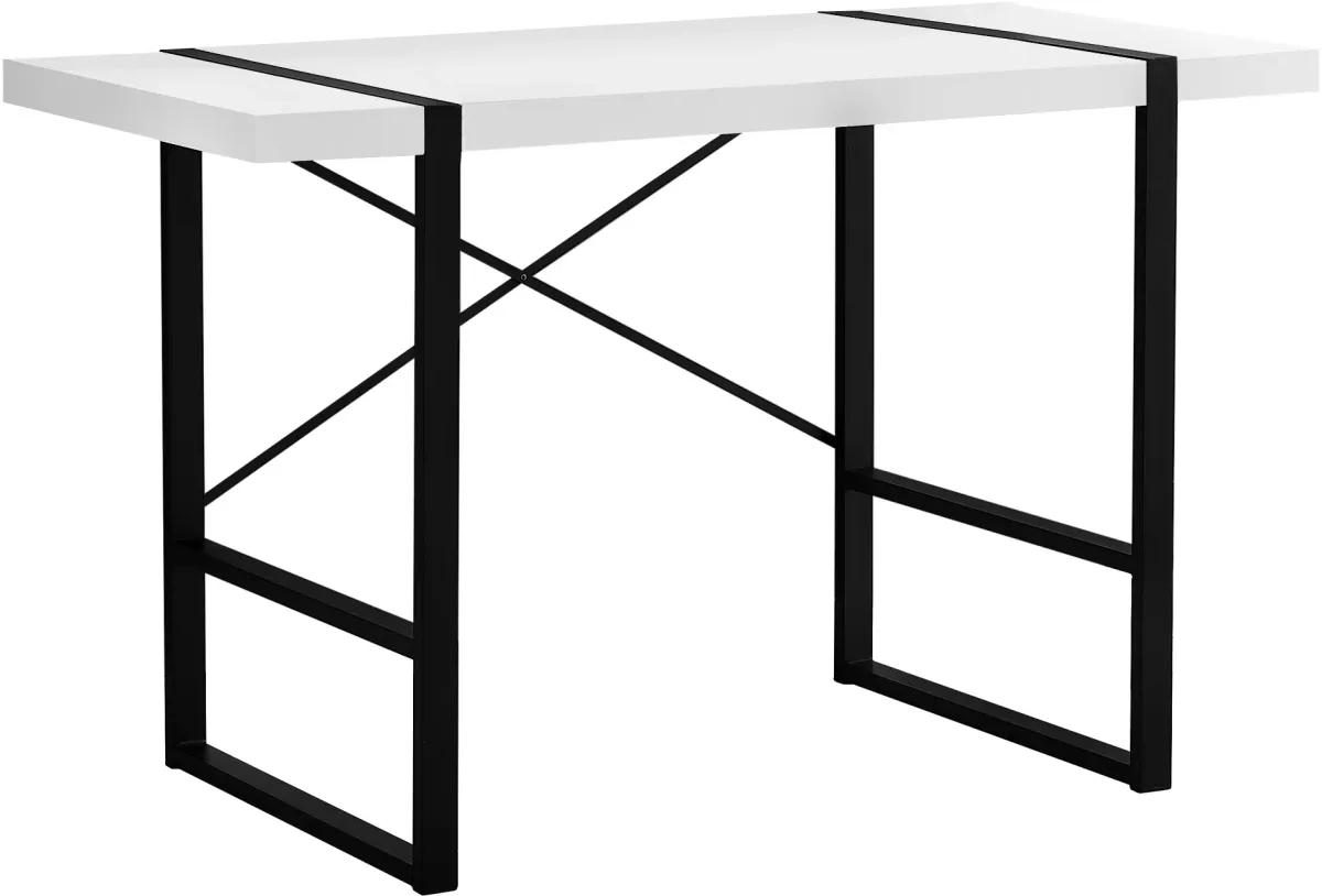 Computer Desk, Home Office, Laptop, 48"L, Work, Metal, Laminate, White, Black, Contemporary, Modern