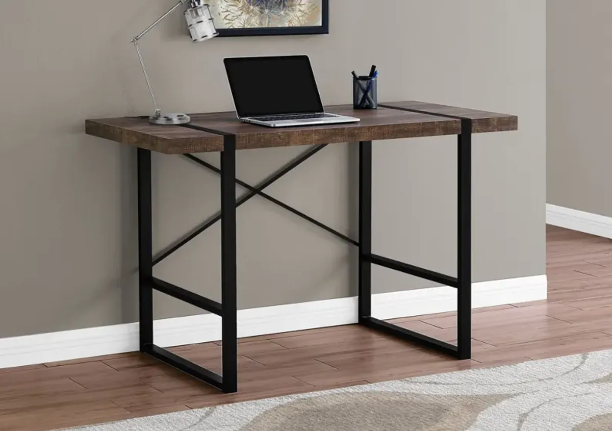 Computer Desk, Home Office, Laptop, 48"L, Work, Metal, Laminate, Brown, Black, Contemporary, Modern