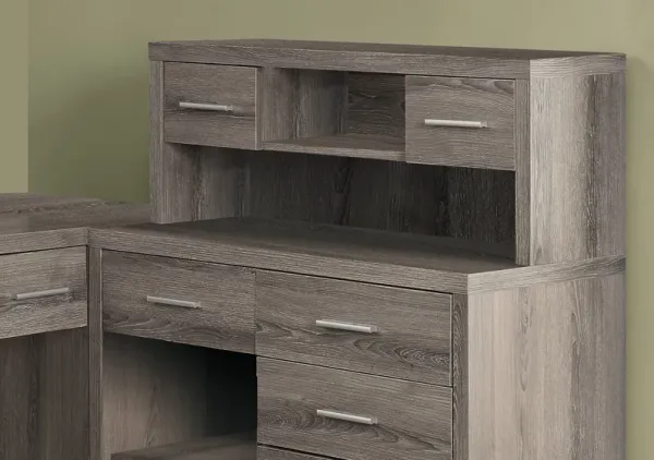 Computer Desk, Home Office, Corner, Left, Right Set-Up, Storage Drawers, L Shape, Work, Laptop, Laminate, Brown, Contemporary, Modern