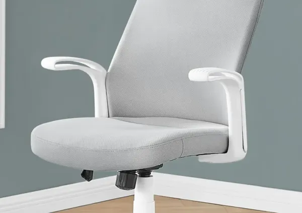 Office Chair, Adjustable Height, Swivel, Ergonomic, Armrests, Computer Desk, Work, Metal, Mesh, White, Grey, Contemporary, Modern