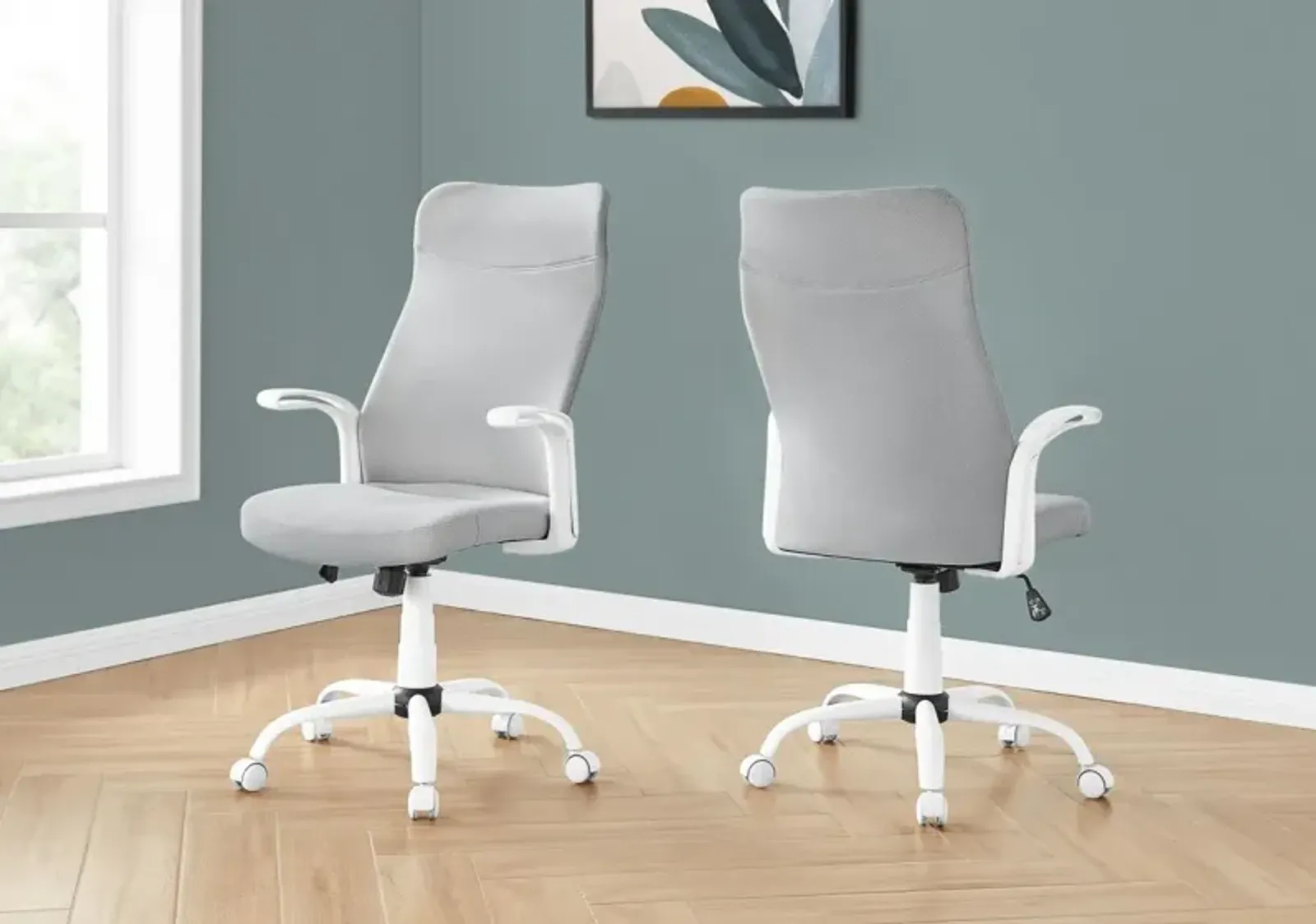 Office Chair, Adjustable Height, Swivel, Ergonomic, Armrests, Computer Desk, Work, Metal, Mesh, White, Grey, Contemporary, Modern