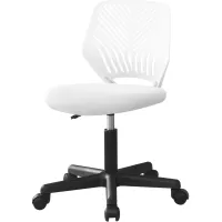 Office Chair, Adjustable Height, Swivel, Ergonomic, Computer Desk, Work, Juvenile, Metal, Fabric, White, Black, Contemporary, Modern
