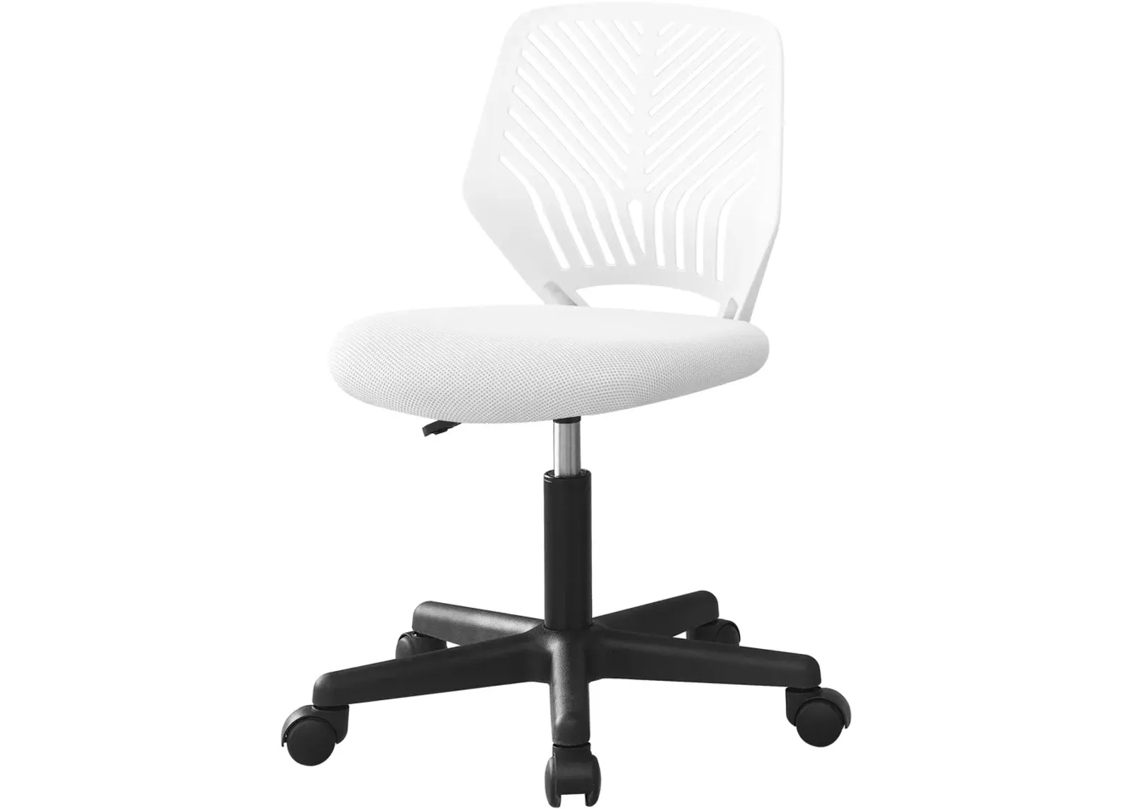 Office Chair, Adjustable Height, Swivel, Ergonomic, Computer Desk, Work, Juvenile, Metal, Fabric, White, Black, Contemporary, Modern