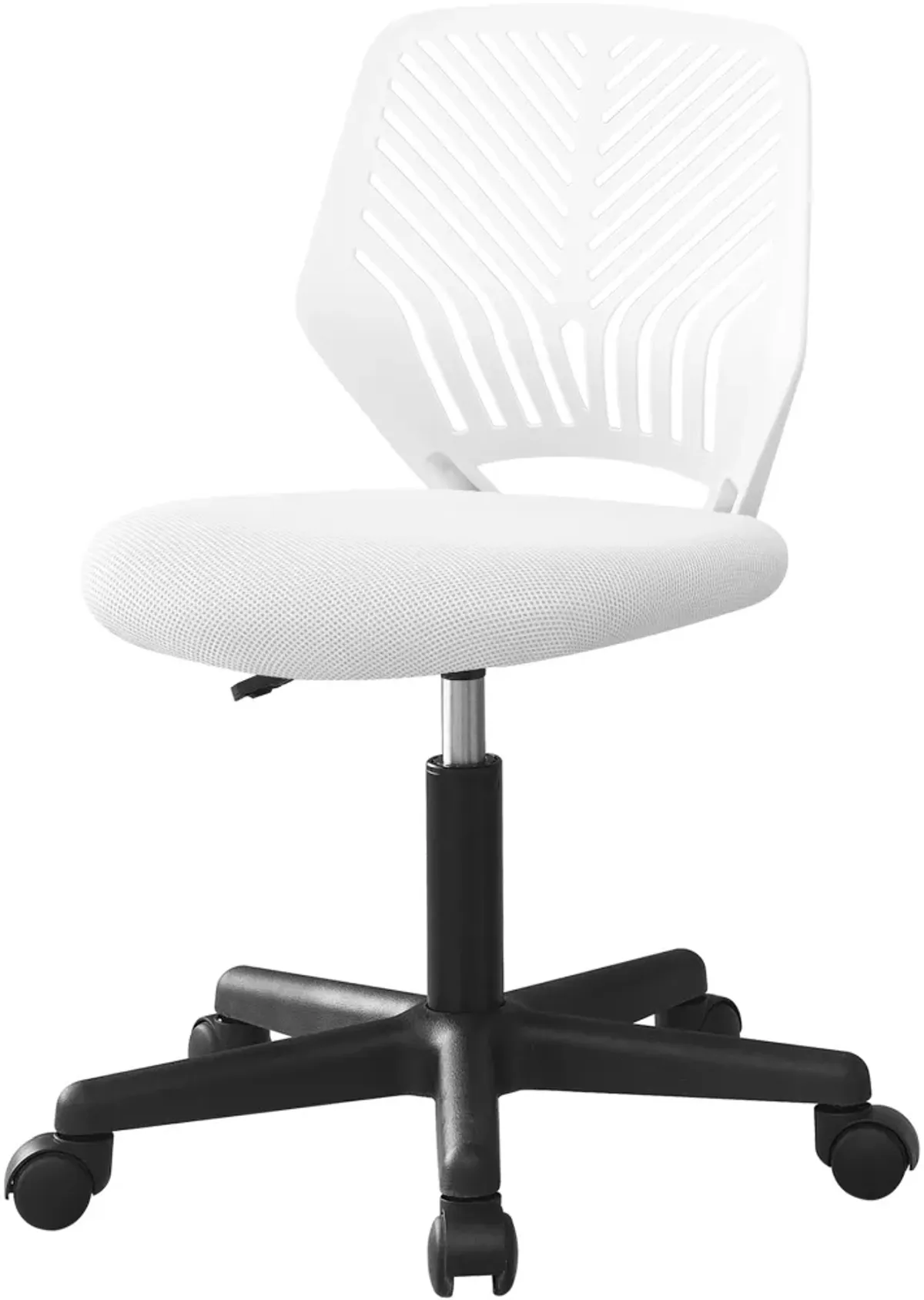 Office Chair, Adjustable Height, Swivel, Ergonomic, Computer Desk, Work, Juvenile, Metal, Fabric, White, Black, Contemporary, Modern