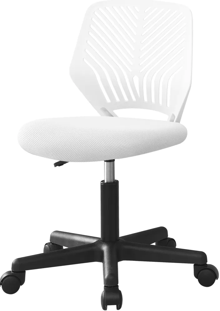 Office Chair, Adjustable Height, Swivel, Ergonomic, Computer Desk, Work, Juvenile, Metal, Fabric, White, Black, Contemporary, Modern