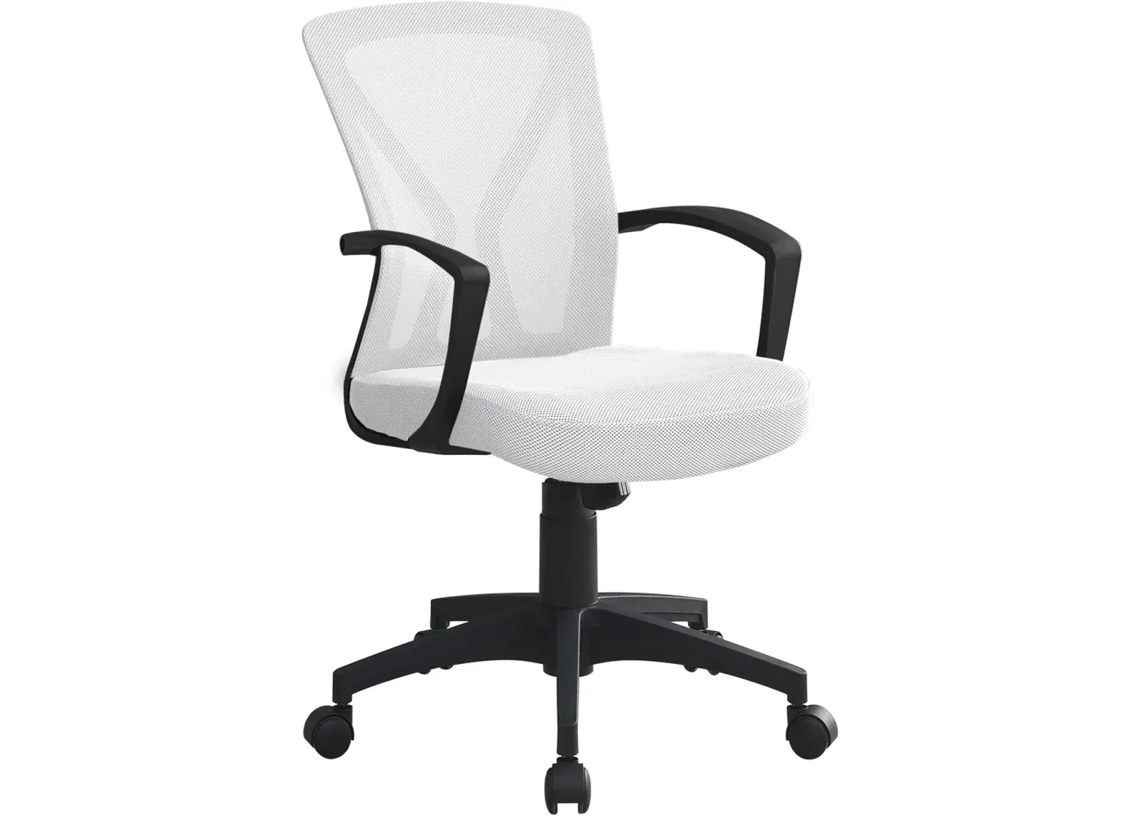 Office Chair, Adjustable Height, Swivel, Ergonomic, Armrests, Computer Desk, Work, Metal, Fabric, White, Black, Contemporary, Modern