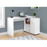 Computer Desk, Home Office, Corner, Storage Drawers, 46"L, L Shape, Work, Laptop, Laminate, White, Contemporary, Modern