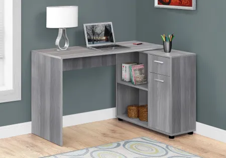 Computer Desk, Home Office, Corner, Storage Drawers, 46"L, L Shape, Work, Laptop, Laminate, Grey, Contemporary, Modern