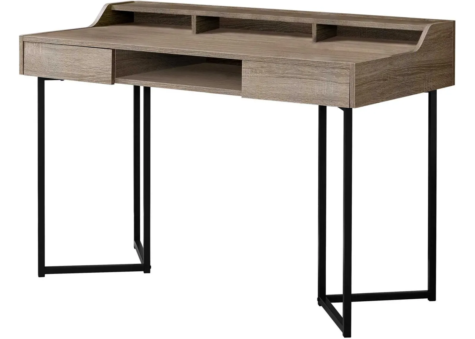 Computer Desk, Home Office, Laptop, Storage Drawers, 48"L, Work, Metal, Laminate, Brown, Black, Contemporary, Modern