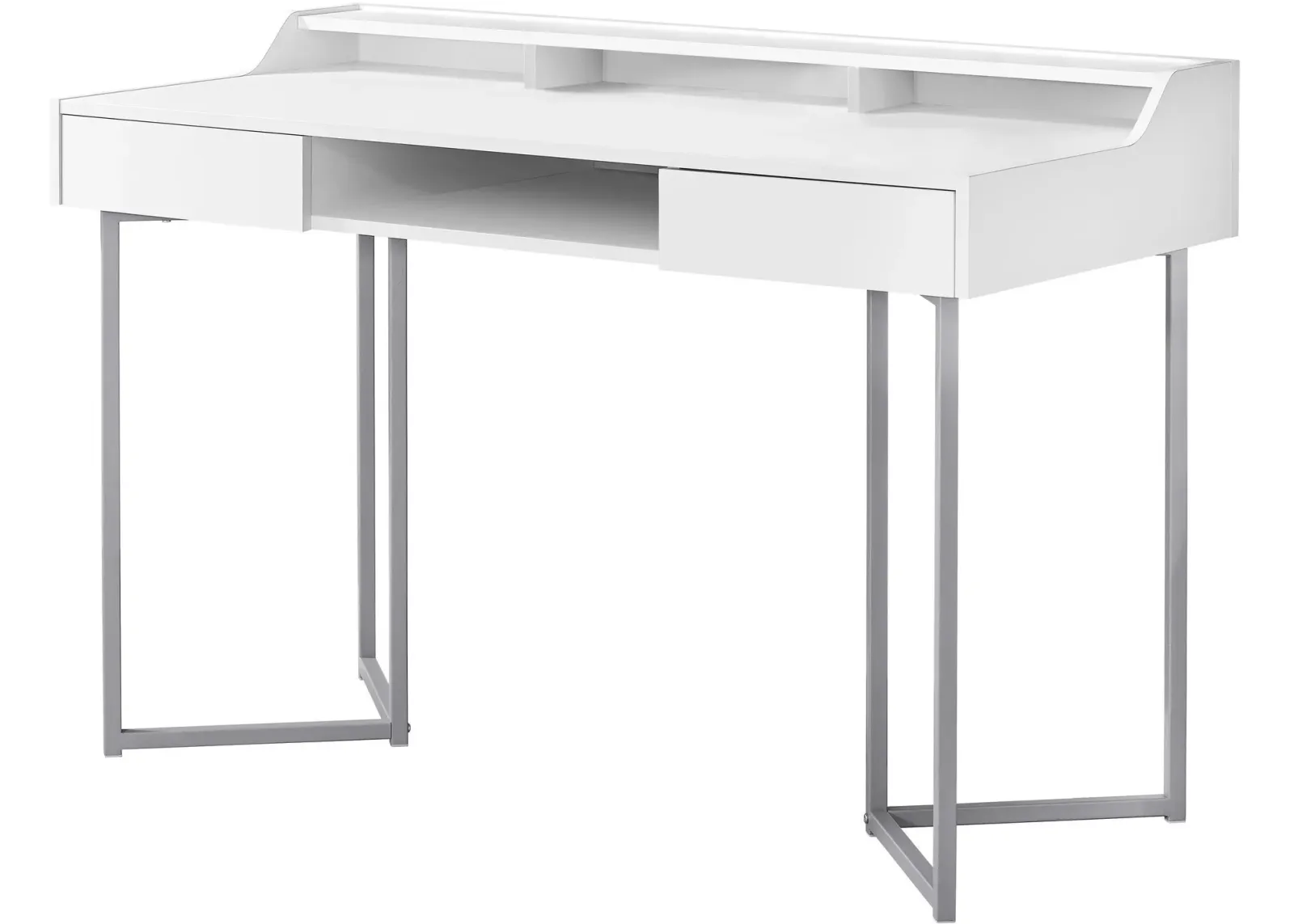 Computer Desk, Home Office, Laptop, Storage Drawers, 48"L, Work, Metal, Laminate, White, Grey, Contemporary, Modern