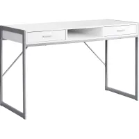 Computer Desk, Home Office, Laptop, Storage Drawers, 48"L, Work, Metal, Laminate, White, Grey, Contemporary, Modern