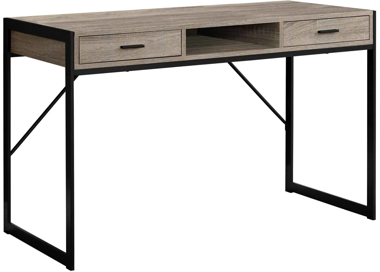 Computer Desk, Home Office, Laptop, Storage Drawers, 48"L, Work, Metal, Laminate, Brown, Black, Contemporary, Modern