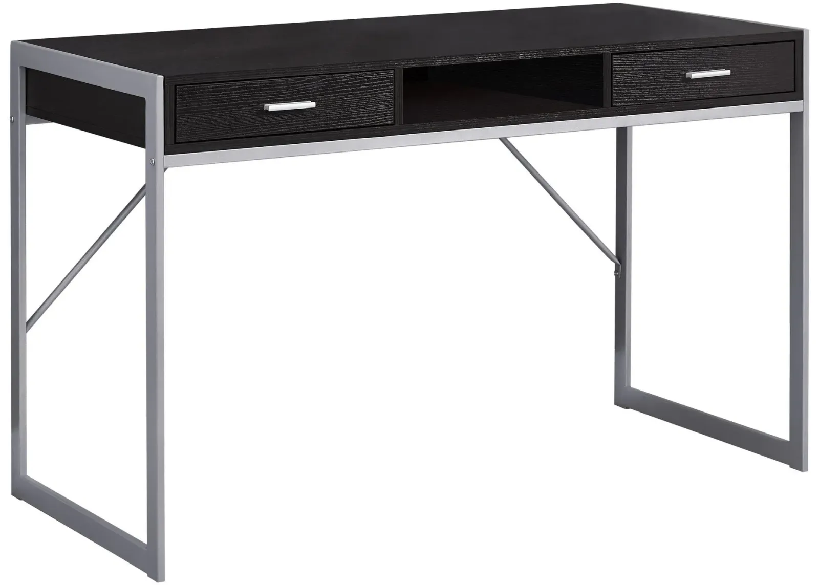 Computer Desk, Home Office, Laptop, Storage Drawers, 48"L, Work, Metal, Laminate, Brown, Grey, Contemporary, Modern